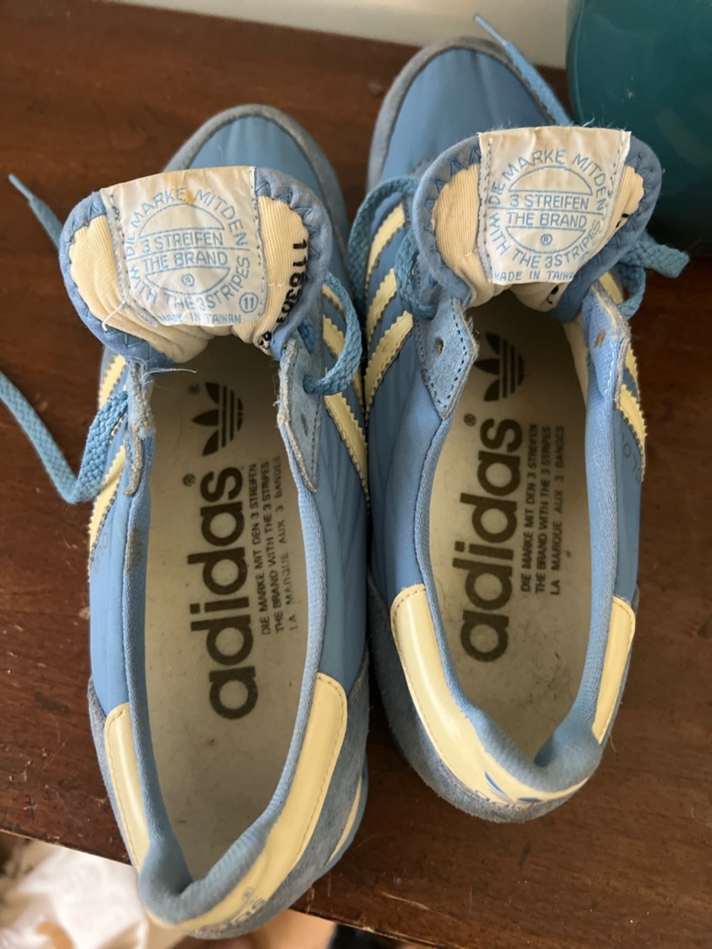 adidas Light Blue and Cream Retro Athletic Sneakers - Picture 3 of 9